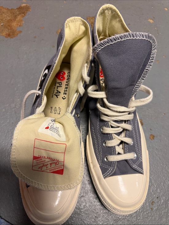 Converse Shoes - Converse Grey Canvas High-Top Sneakers with Cream Accents
